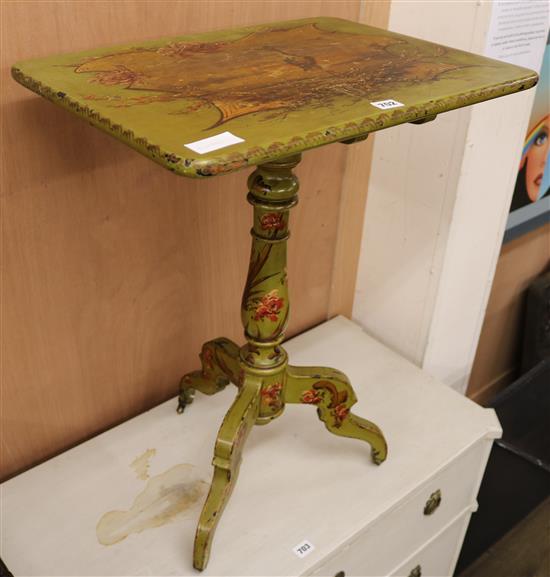 A Victorian green lacquered wine table W.55cm